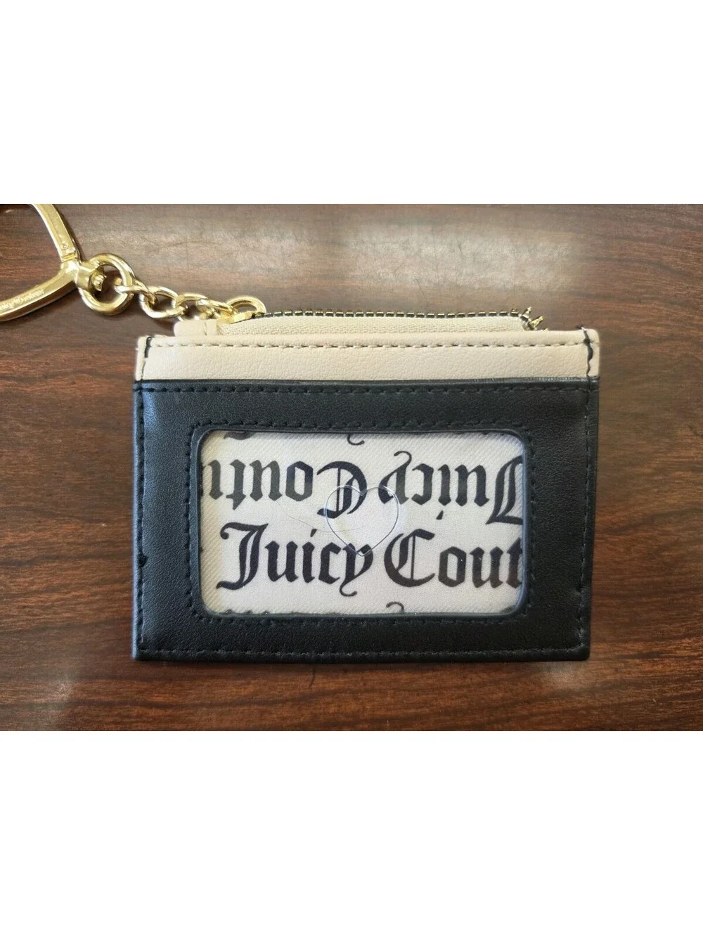 Juicy Couture  Gothic Monogram Debossed Card Case Wallet Zip Pouch Y2K Revival